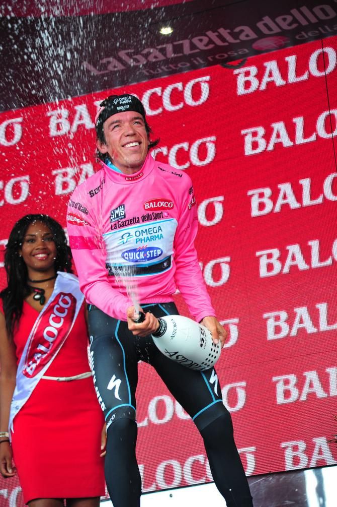 Rigoberto Uran (Omega Pharma QuickStep) holds onto his race lead