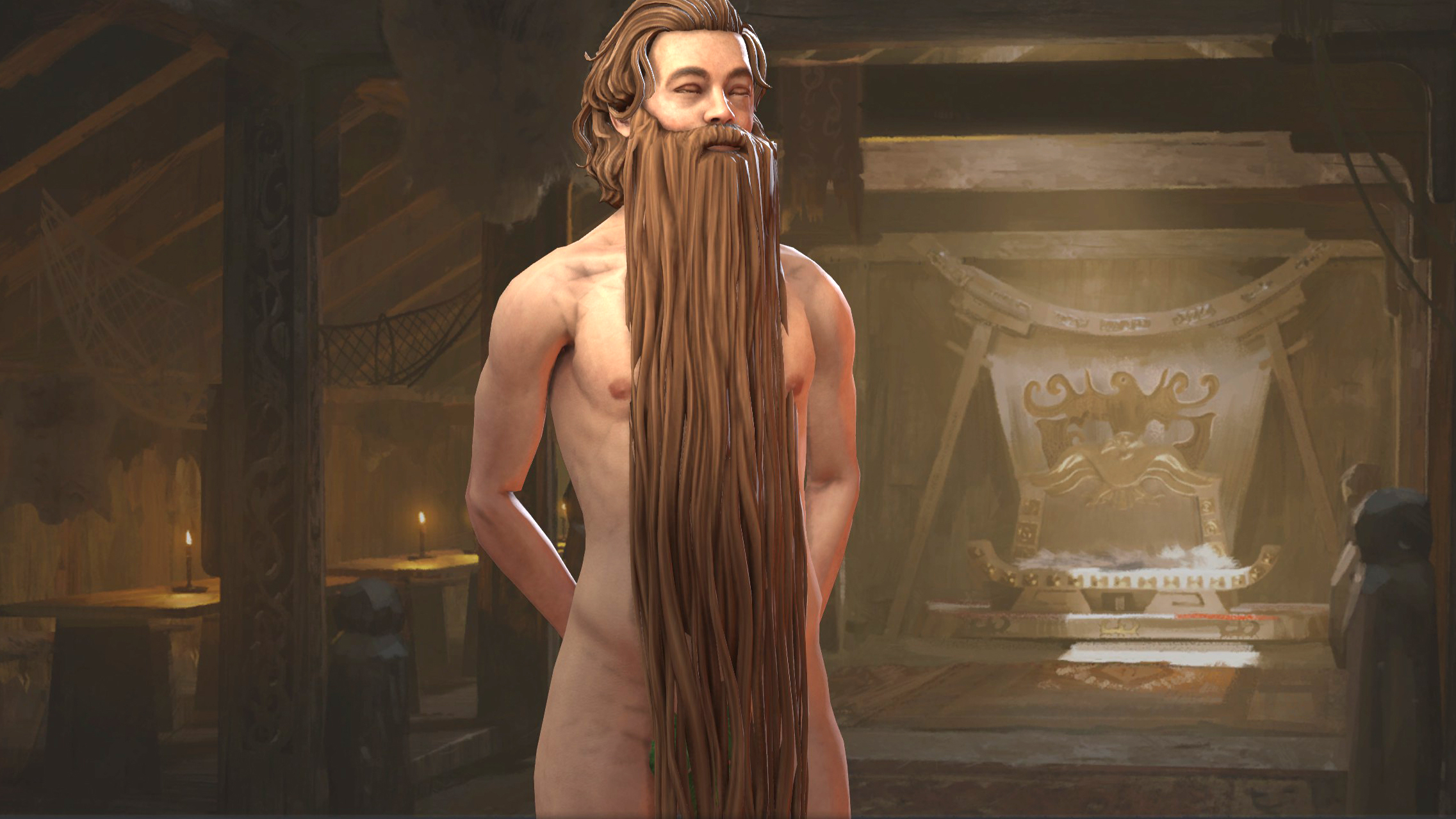  With this wizard beard mod there's no need for clothes in Crusader Kings 3 