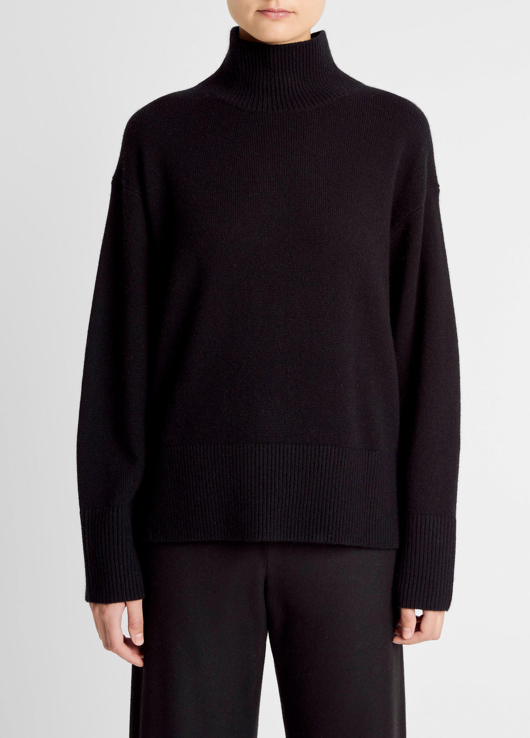 Vince Wool-Cashmere Side-Slit Turtleneck Sweater