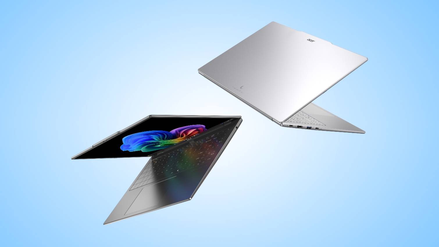 Acer Swift Air 16 laptops on light blue background