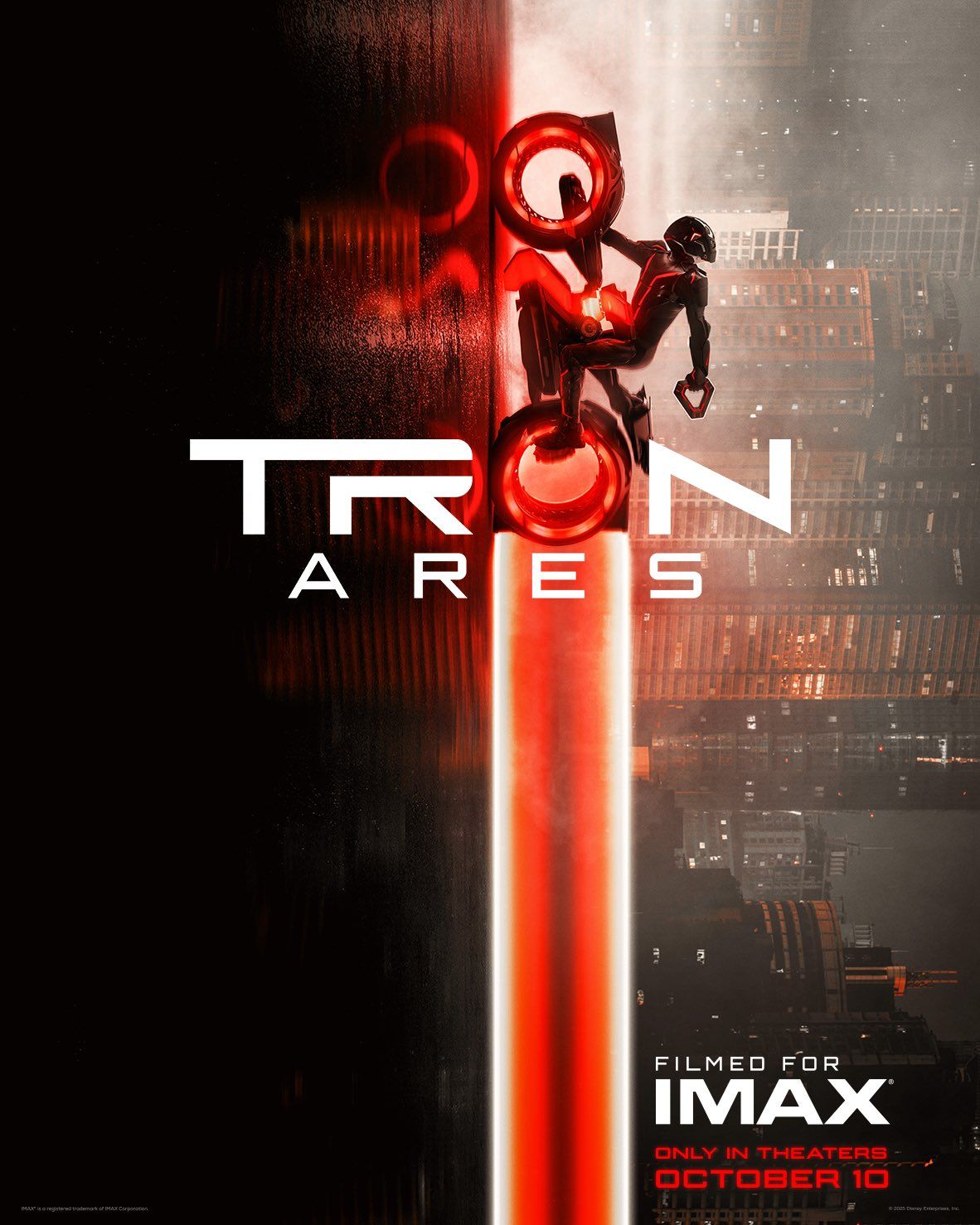 a futuristic digital motorcycle with a humanoid rider on a sci-fi movie poster