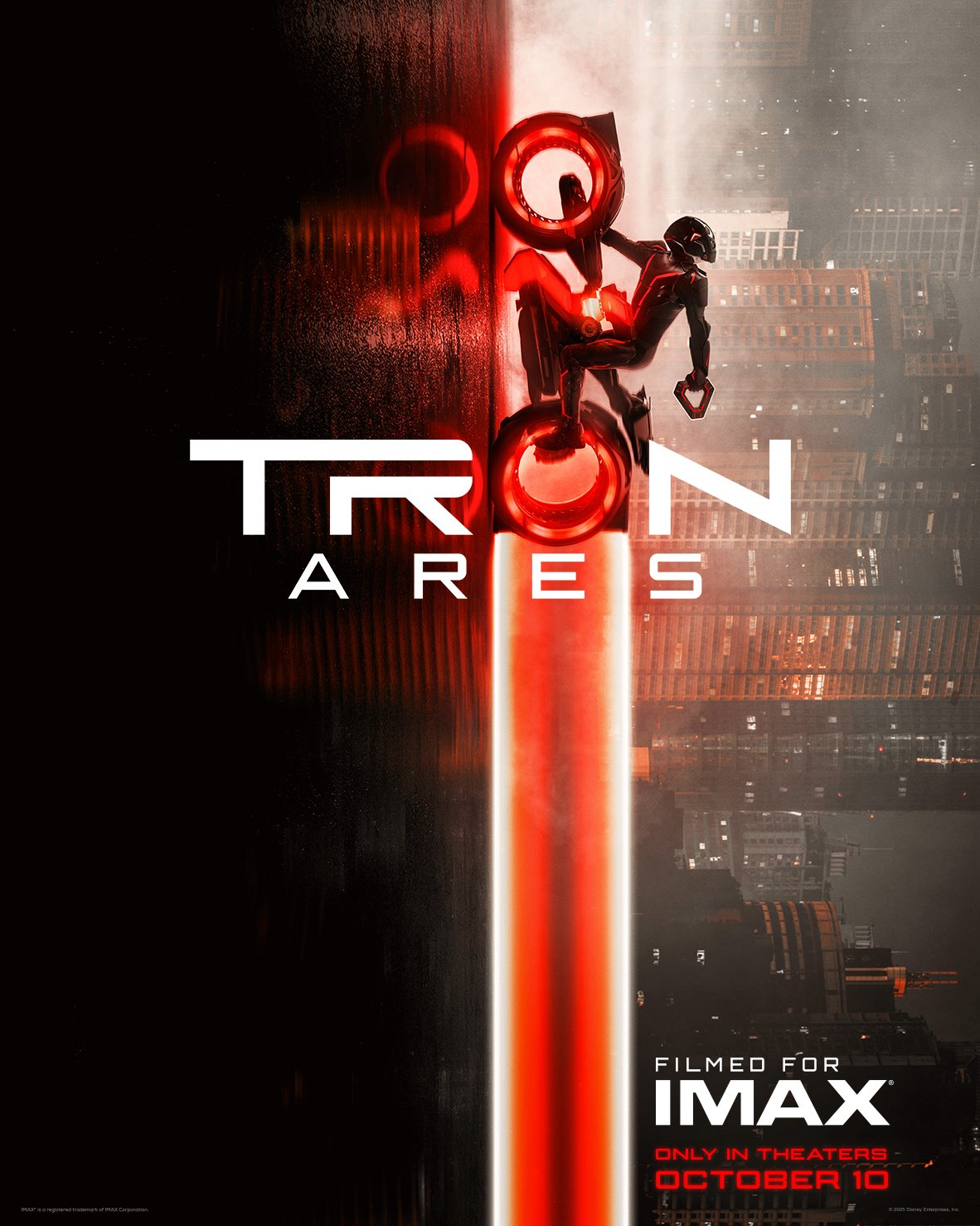 a futuristic digital motorcycle with a humanoid rider on a sci-fi movie poster