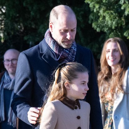 Princess Charlotte wears a tan and brown coat on Christmas Day at Sandringham as the Royal Family, including her dad Prince William, greet royal fans after church