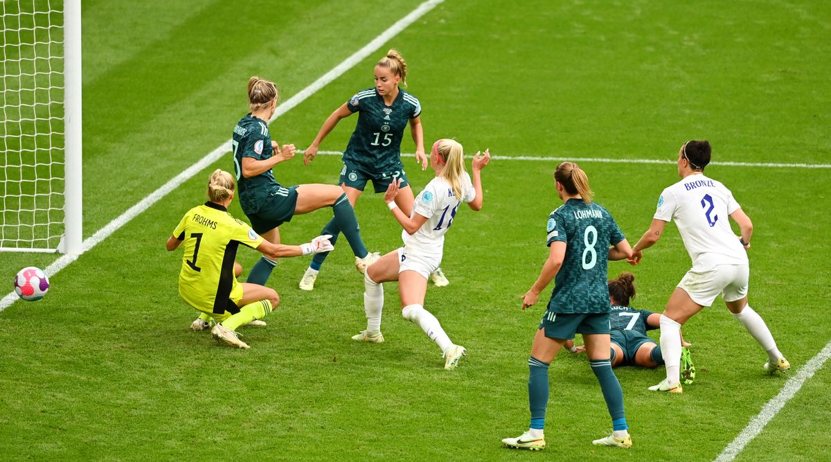 Women&#039;s Euro 2022: Every player to score for England in a major tournament final: LONDON, ENGLAND - JULY 31: Chloe Kelly of England scores their side&#039;s second goal during the UEFA Women&#039;s Euro 2022 final match between England and Germany at Wembley Stadium on July 31, 2022 in London, England.