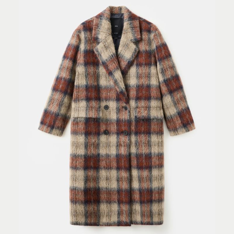 Mango long, check coat