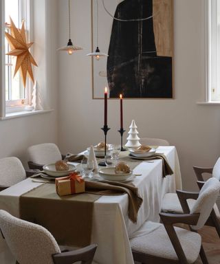 Festive dining room in scandinavian style