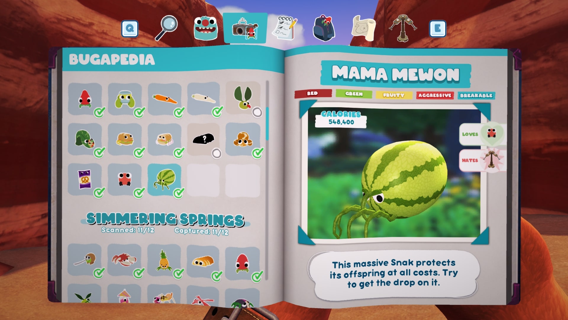 Bugsnax Bugapedia: Mama Mewon