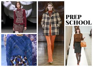 models on the fall runways in preppy outfits