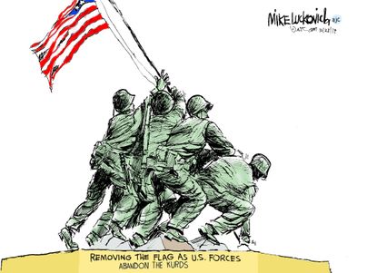Political Cartoon U.S. Iwo Jima Removing Flag US Forces Kurds