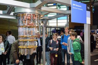 Hannover, Germany - June 13, 2018: IBM shows a model of quantum computer at their pavilion at CeBIT 2018, the world's largest trade fair for information technology. Credit: flowgraph/Shutterstock