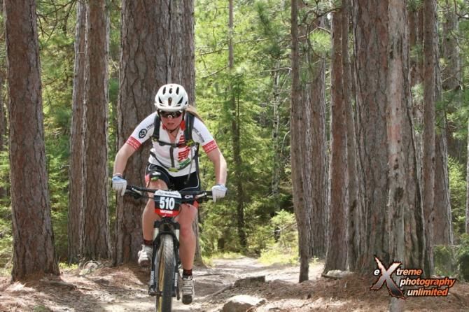 Cooper Dendel (Border Grill) pushing through the singletrack