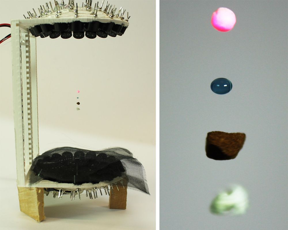 Using a home-built acoustic levitator, scientists were able to levitate Styrofoam, water, coffee and paper.