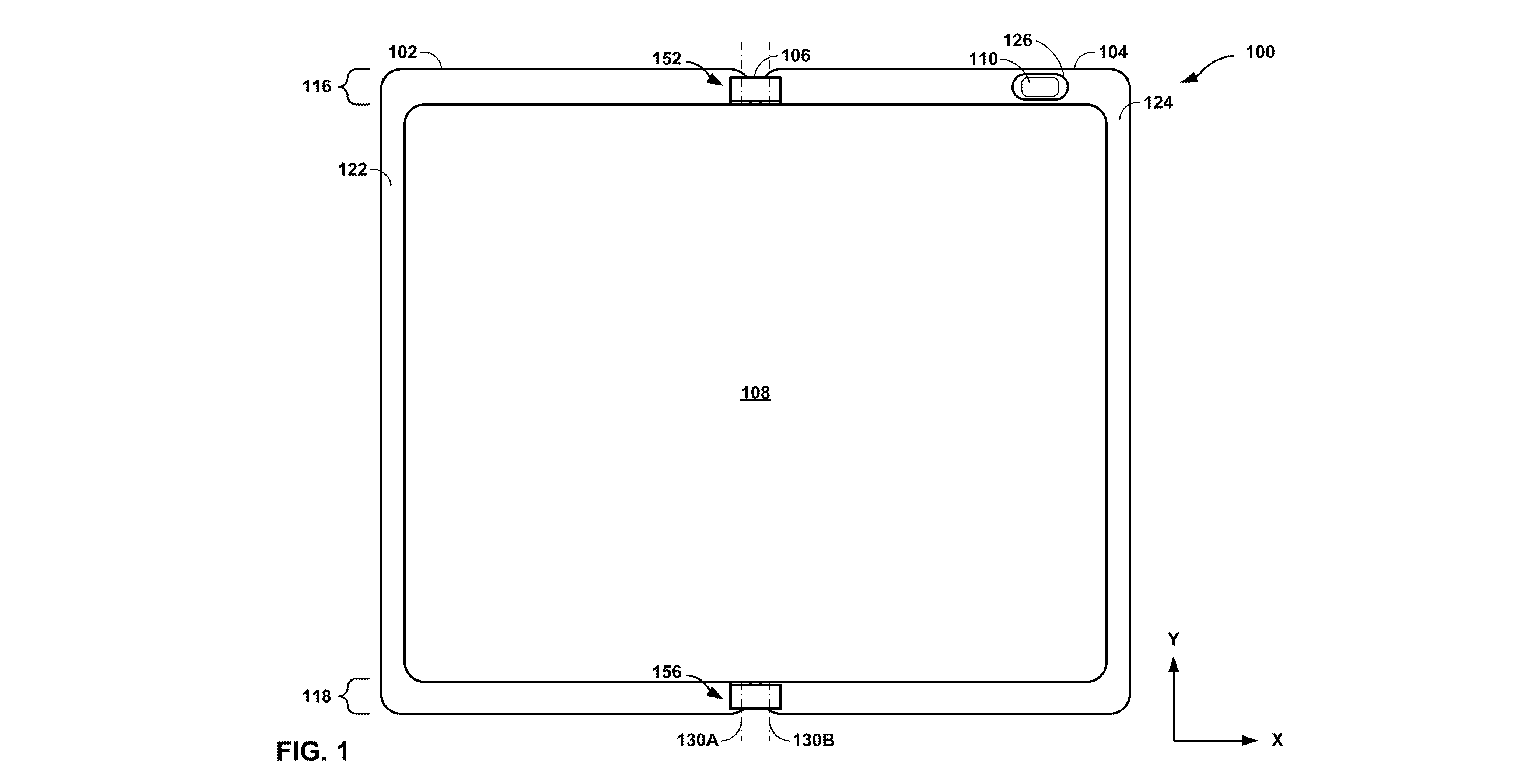 Drawing of Google's patented camera inside the frame of a foldable Pixel phone.