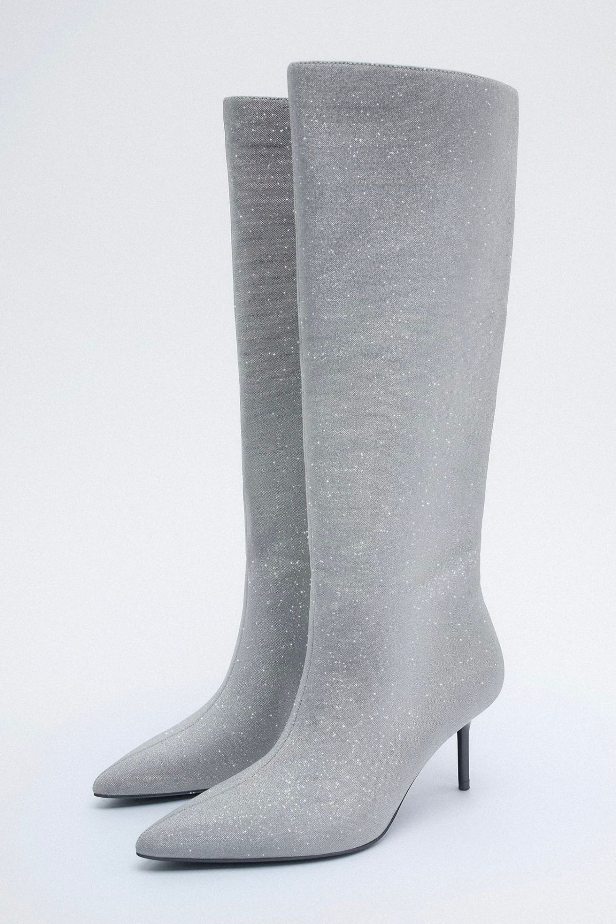 Zara Heeled Sparkly Knee High Boots