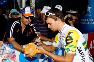 Australian champion Jack Bobridge signs autographs at the sign on.