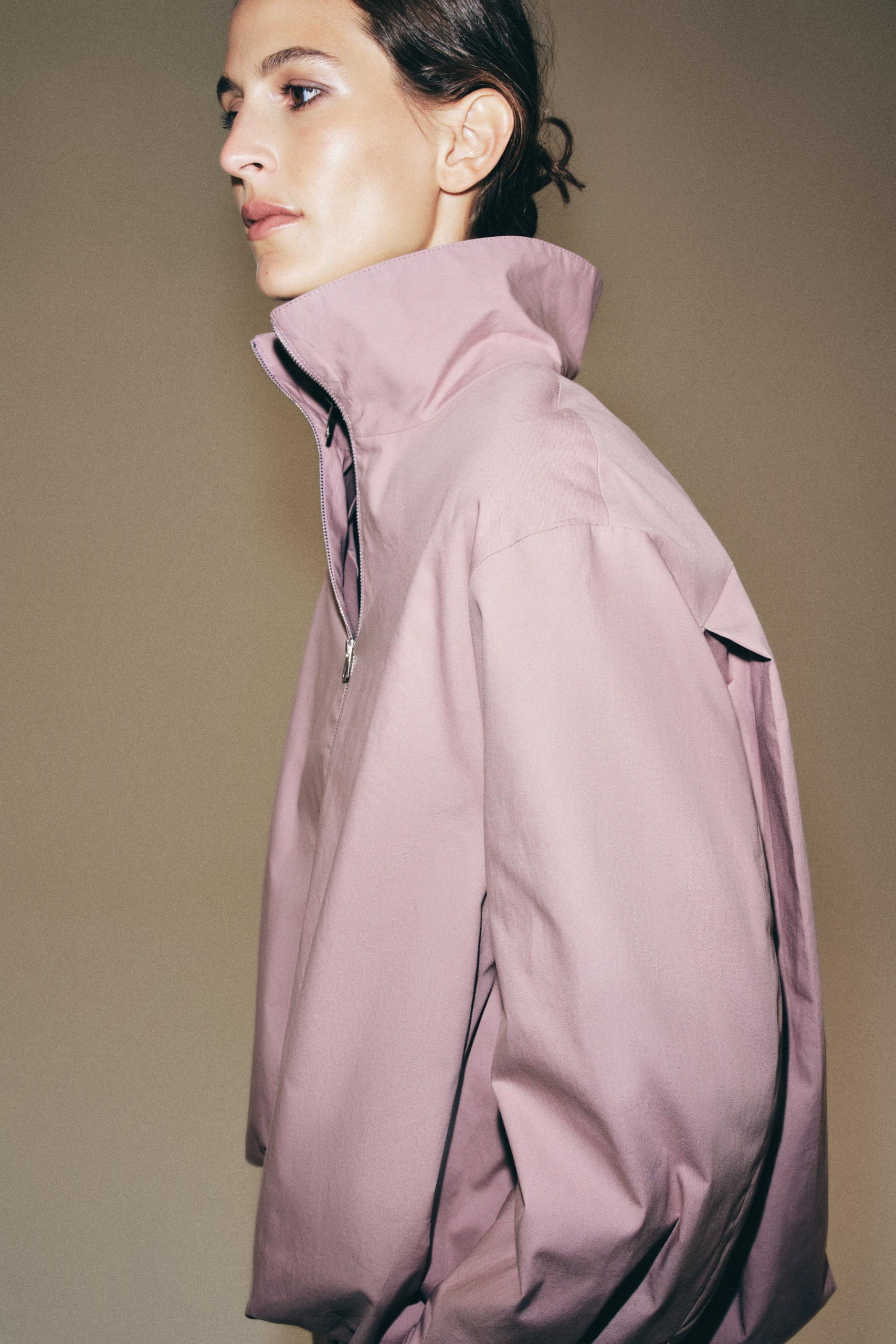 Zw Collection Stand Collar Jacket - Dusty Mauve - Xs