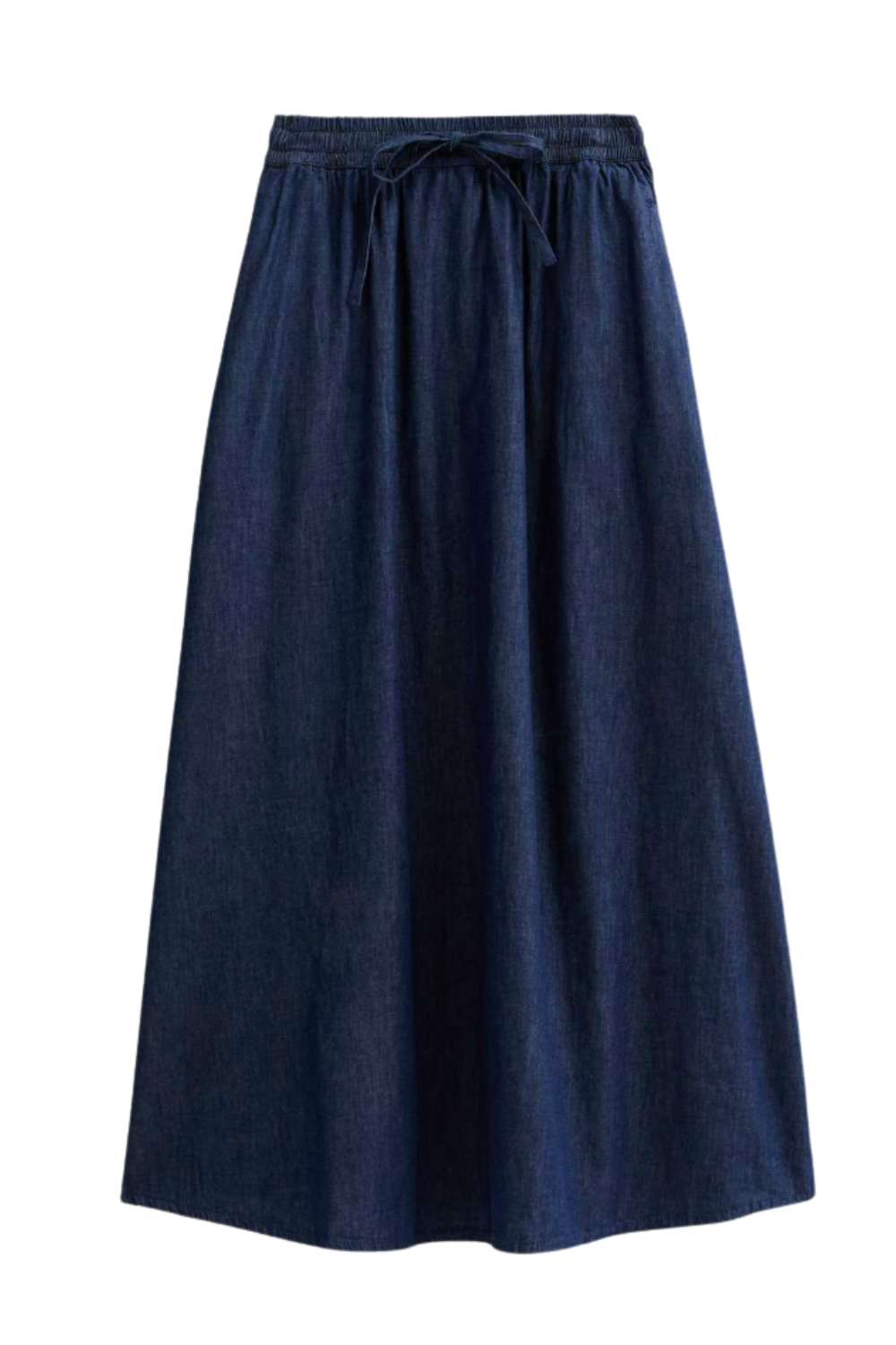 Tall Blue Denim Elasticated Waistband Midi Skirt