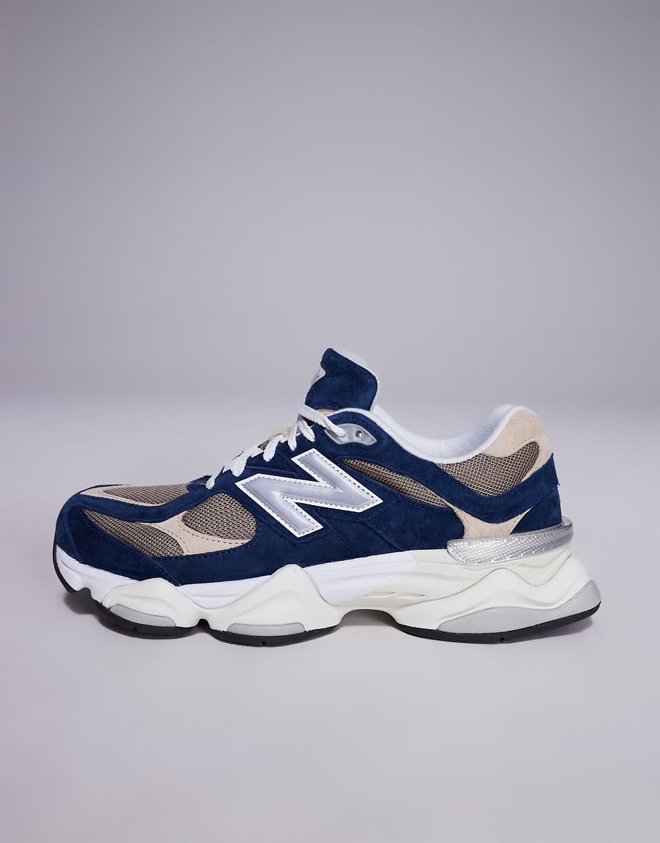 New Balance 9060 Trainers in Navy and Mushroom