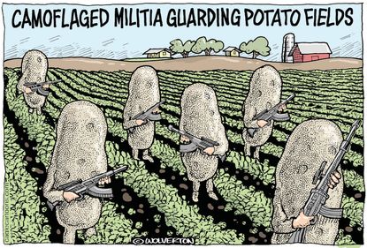 Editorial Cartoon U.S. militia Trump Virginia potatoes