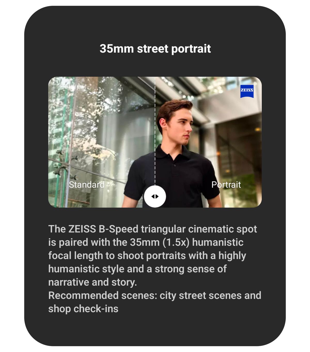 A screenshot of the Vivo X100 Pro Zeiss portrait modes