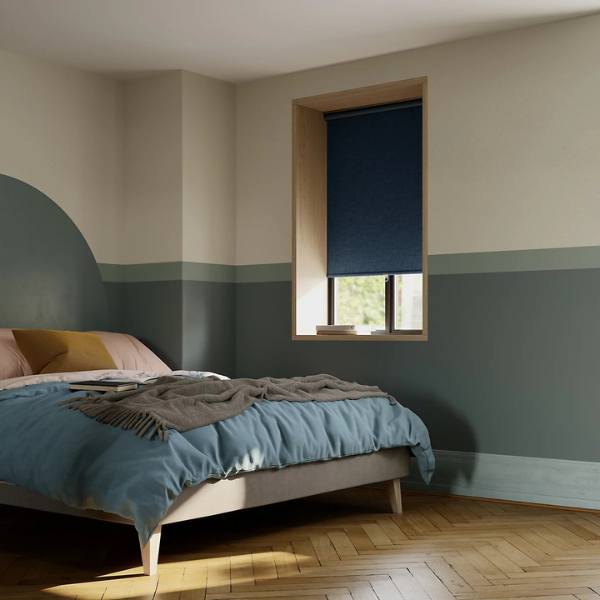 B&amp;amp;Q, GoodHome Novan Cordless Storm blue Blackout Roller Blind