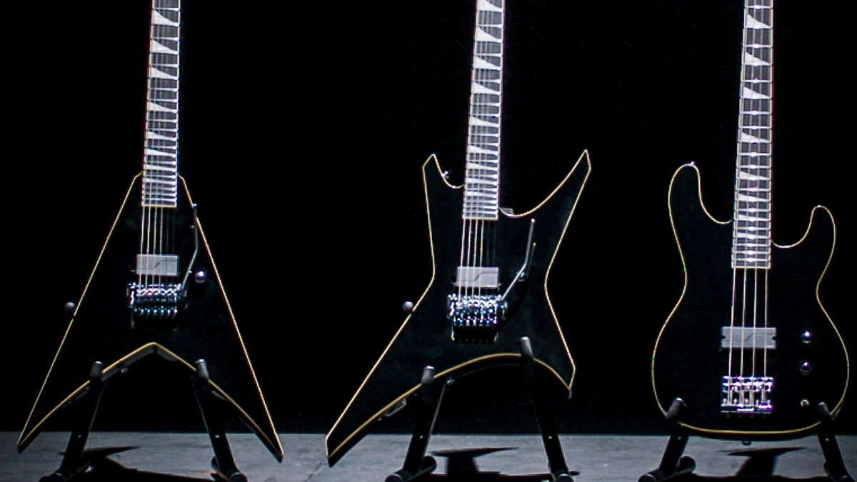 Jackson Pro Plus Metal Phase II: the King V, Warrior and Concert Bass offer sleek all-black aesthetics with white binding