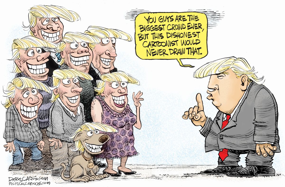 Political Cartoon U.S. Dishonest Media Inauguration crowd size | The Week