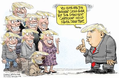 Political Cartoon U.S. Dishonest Media Inauguration crowd size
