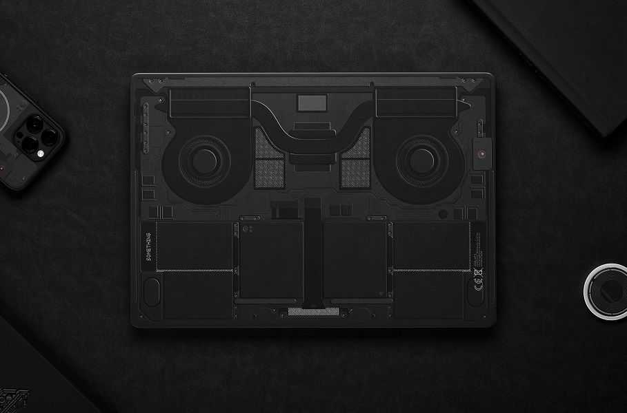 A Something (Dark) case for Apple's Macbook by Dbrand.