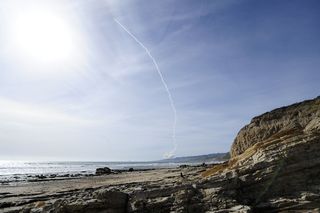 A United Launch Alliance Delta 4 rocket soars into orbit from Space Launch Complex-6 at Vandenberg Air Force Base in California at 4:12 p.m. PDT Tuesday, April 3, 2012. The rocket carried the NROL-25 spy satellite for the National Reconnaissance Office.
