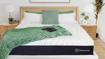 A modern bedroom with a Sleepyhead mattress.