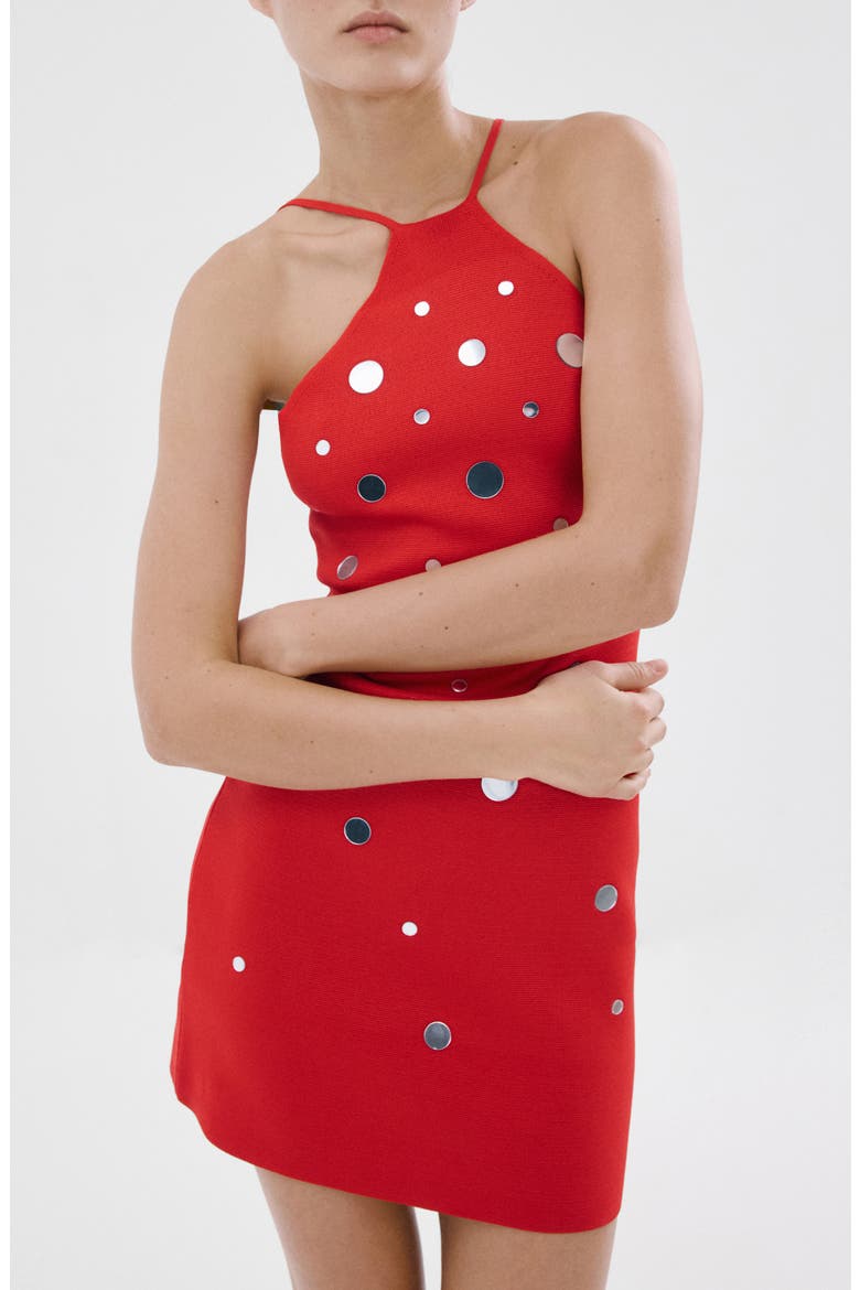 Embellished High Neck Minidress