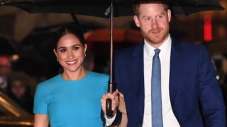 Prince Harry, Duke of Sussex (R) and Meghan, Duchess of Sussex arrive to attend the Endeavour Fund Awards at Mansion House in London on March 5, 2020