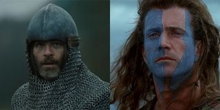 Chris Pine in Outlaw King and Mel Gibson in Braveheart