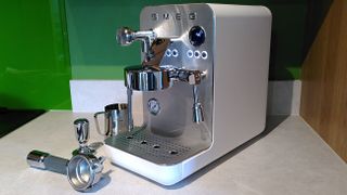 Smeg Mini Pro Espresso Coffee Machine with milk pitcher