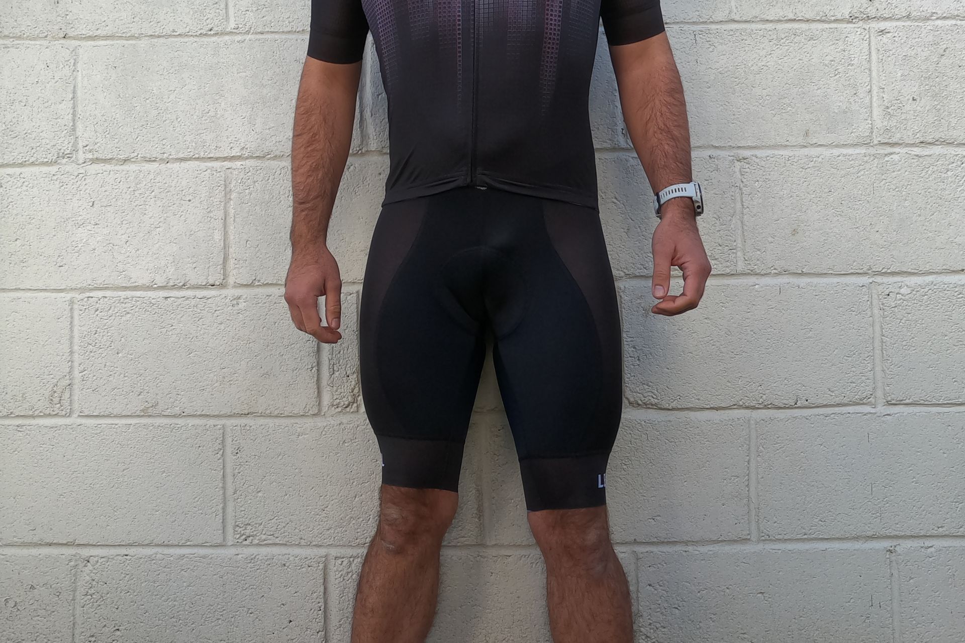Image shows a rider wearing the Le Col Pro Indoor Training Shorts