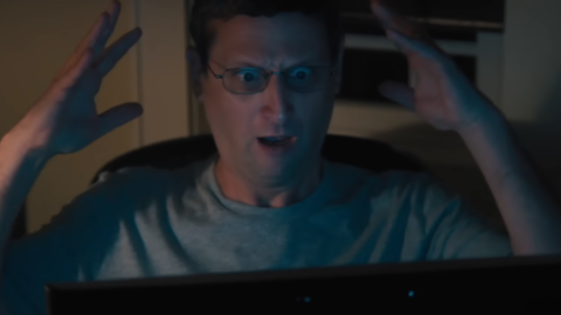 Tim Robinson as Ron Trosper, looking shocked