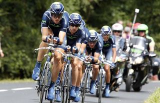 Team Movistar in action in the team time trial