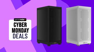 Corsair 2000D Airflow cyber monday deal image with a purple background