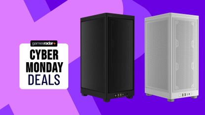 Corsair 2000D Airflow cyber monday deal image with a purple background