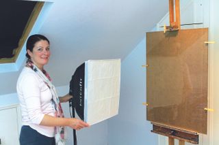 Digitise your artwork: placing softbox lights perpendicular to the easel