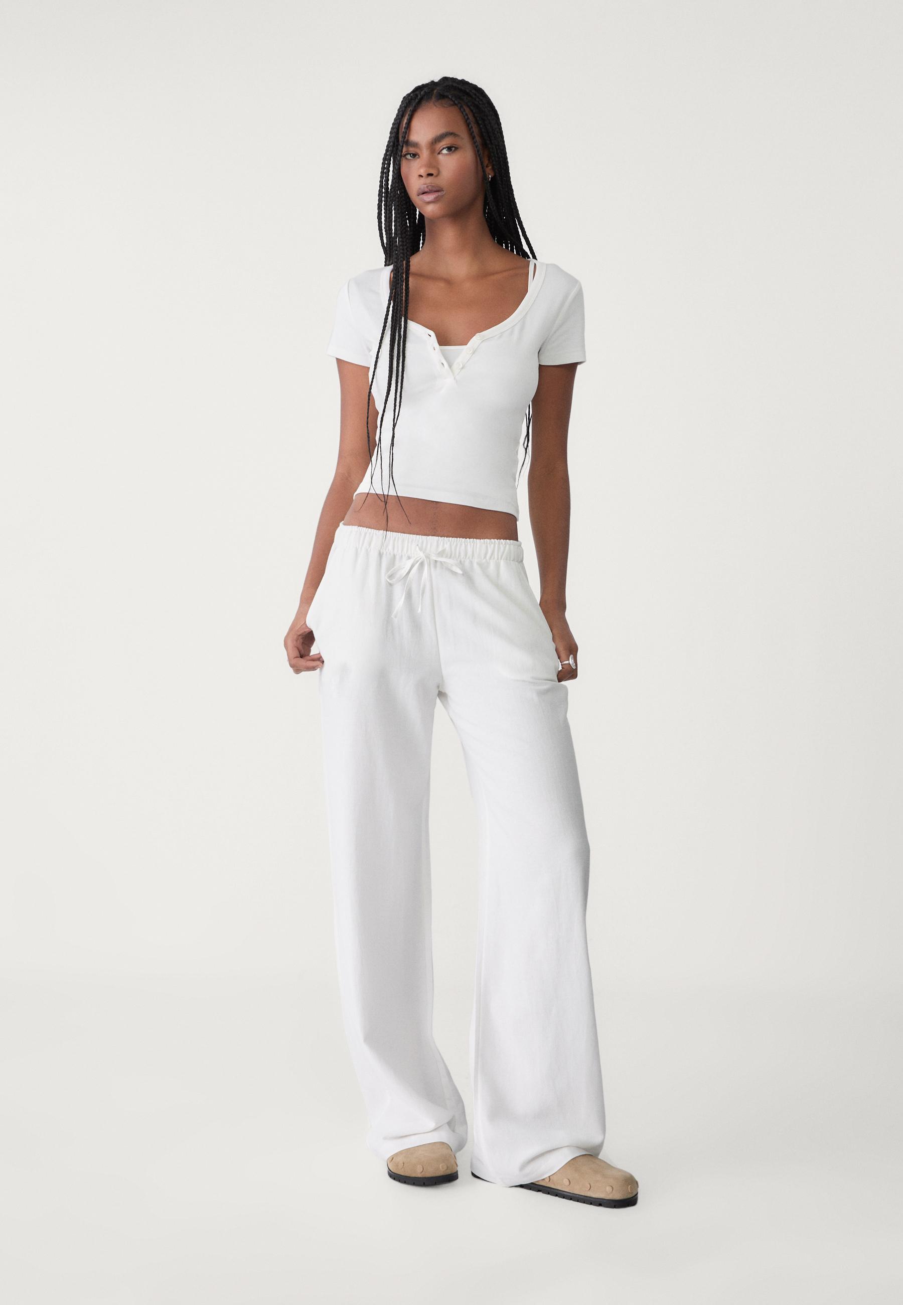 stradivarius, Linen Blend Drawstring Trousers
