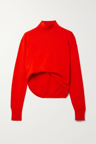 Callan Gathered Cashmere Turtleneck Sweater