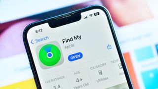 Find My app logo displayed on an iPhone 11 screen