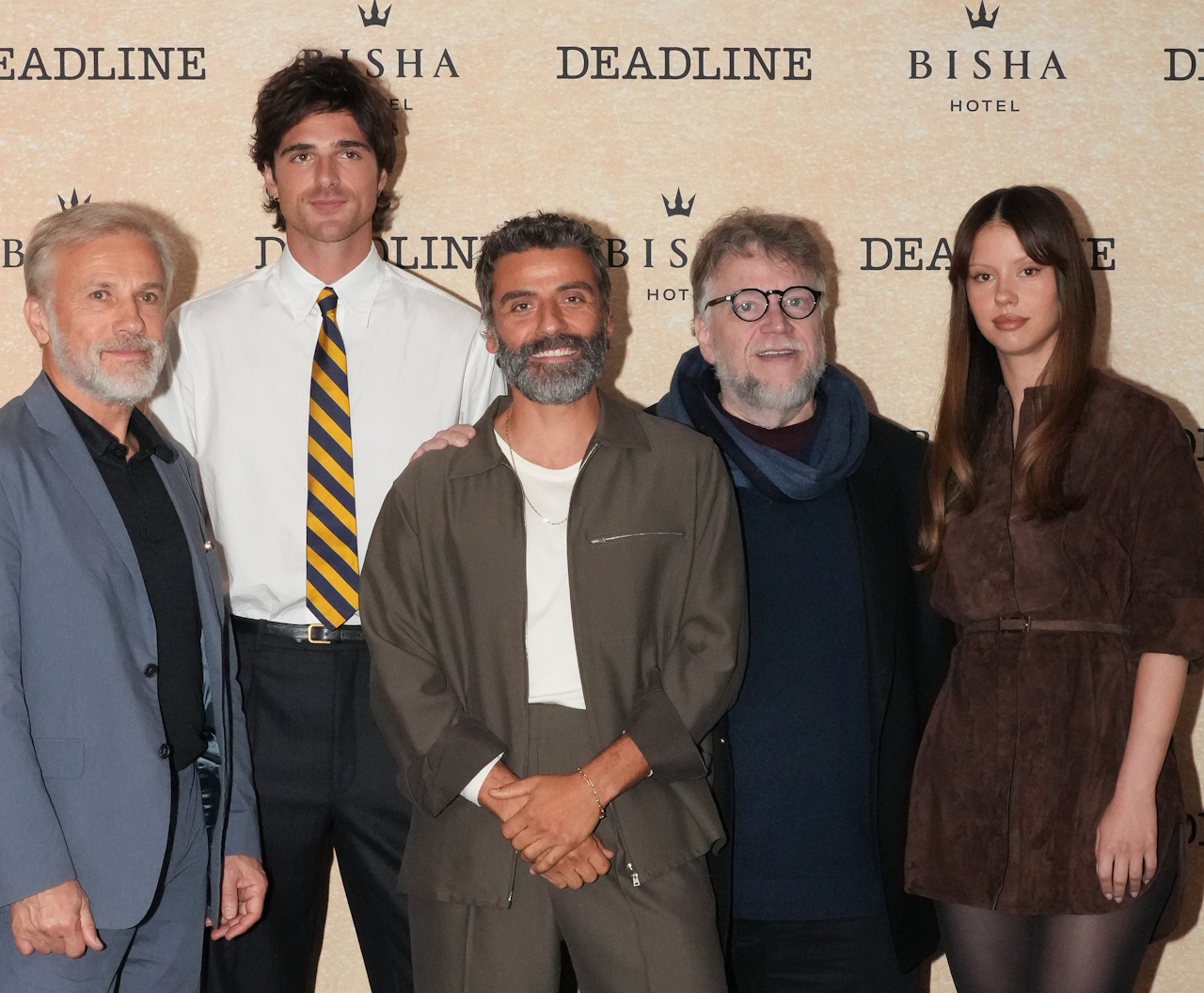 Christoph Waltz, Jacob Elordi, Oscar Isaac, Guillermo del Toro, Mia Goth at the Deadline Studio during the 2025 Toronto International Film Festival held at BISHA Hotel on September 08, 2025 in Toronto, Canada.