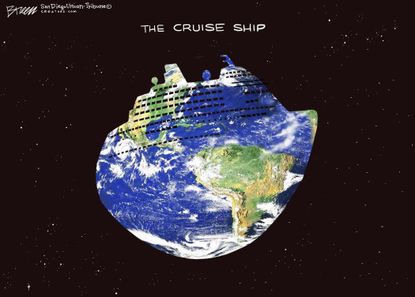 Editorial Cartoon World coronavirus infested cruise ship