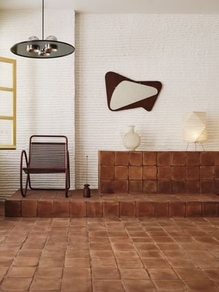 tiled interior with midcentury design