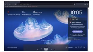 A screenshot of Brave's main home screen