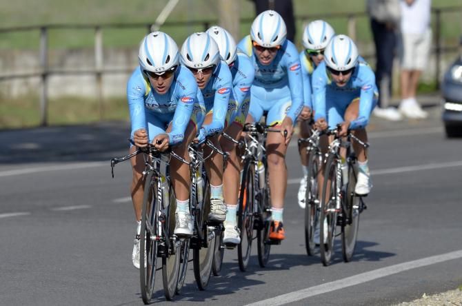 Astana-BePink riding to bronze