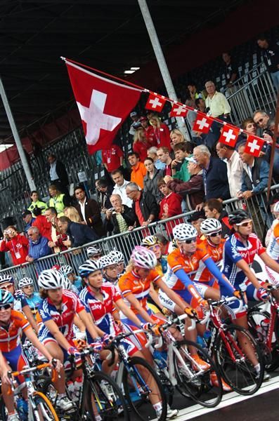 The startline for the women's World Championship road race.